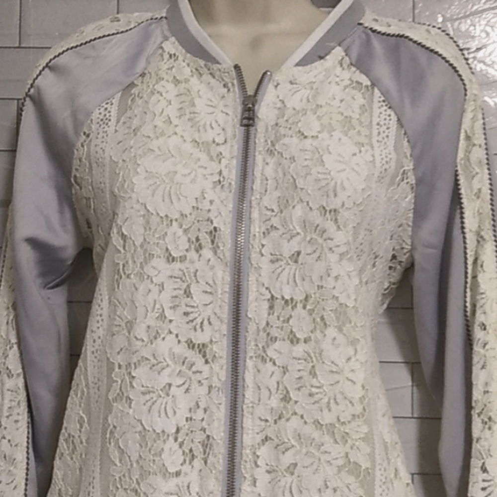 Anthropologie Lace bomber jacket small